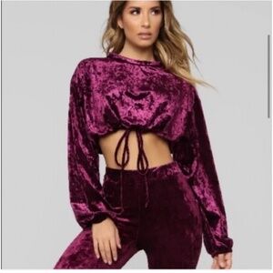 🪞 high waisted velour burn out long stretch leggings in deep plum
